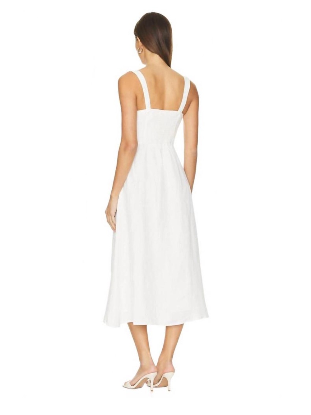 ASTR Estella Corset White Linen Blend Sleeveless Midi Dress Size Medium Revolve - Picture 6 of 16